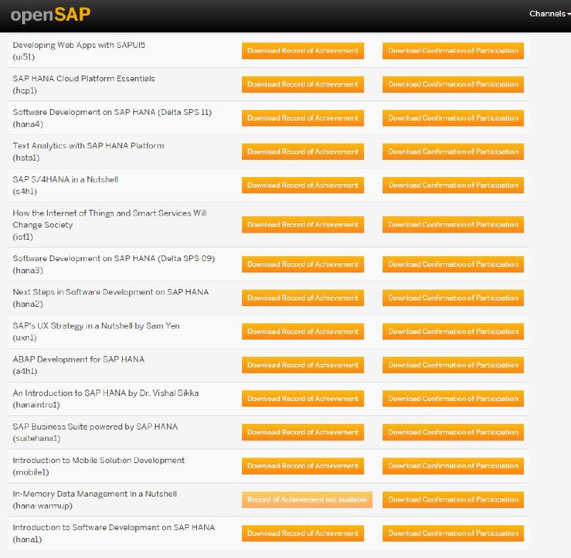 OpenSAP Courses