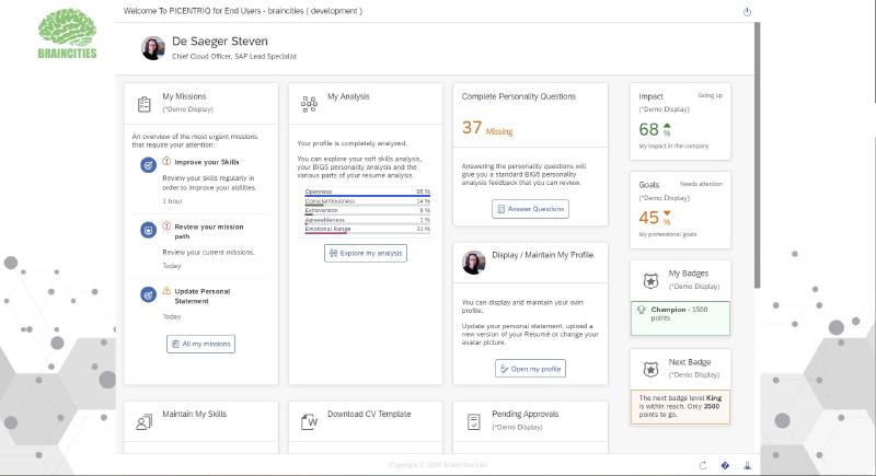 Personal Profile Home Dashboard